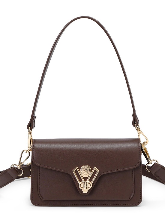 Valentino Orlandi Handbags - Valentino Orlandi Chocolate Brown Shoulder Crossbody Bag Gold Hardware 2 Way
